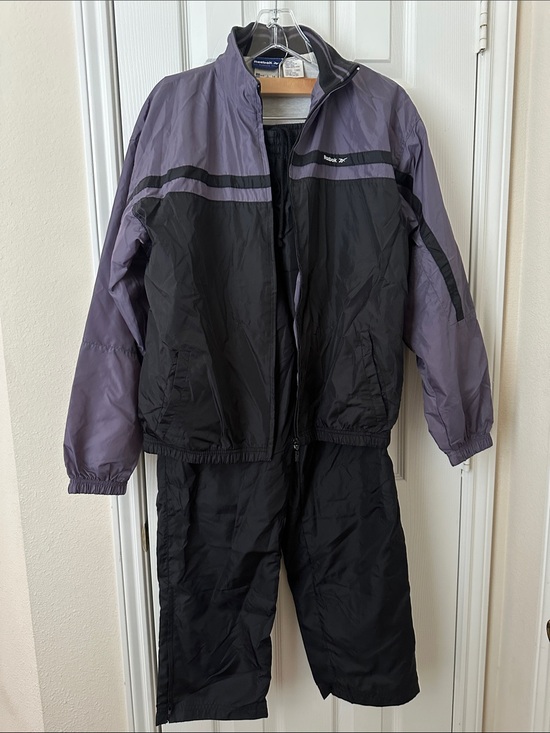 Reebok Pants - Reebok Black and Purple Two-Piece Windbreaker Tracksuit